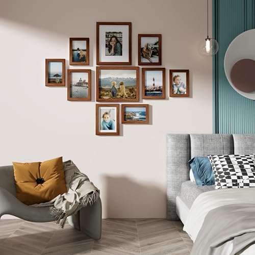 Vittanly 10 Pack Picture Frames Collage Wall Decor, Walnut Brown - Image 2
