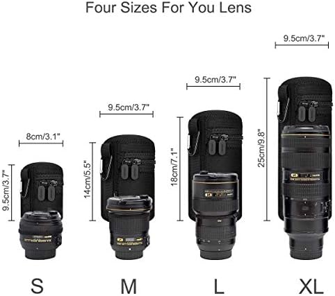 ARVOK Lens Pouch Set, Water Resistant Protective Lens Cases for DSLR Camera Lens, 4 Size Thick Camera Lens Bag for Nikon, Tamron, Sigma, Pentax, Sony, Olympus, Panasonic - Image 4