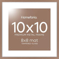 Homeforia 10x10 Mocha Picture Frame, High-End Metal, 8x8 Mat, Glass by Homeforia