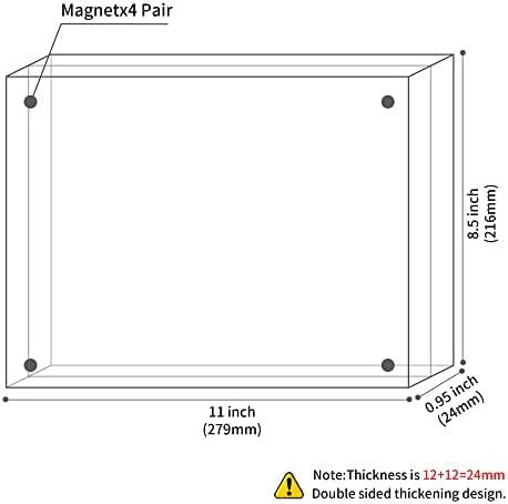 Sezanrpt 8.5''x11'' Acrylic Picture Frame, Perspex Photo Frame for Wedding Pictures, Tabletop Freestanding Certification Frame 12mm + 12mm - Image 2