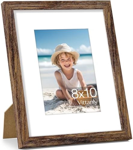 Vittanly 8x10 Picture Frame Made of Solid Wood for Wall & Table, Dark Brown by Vittanly