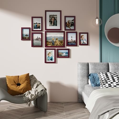 Vittanly 10 Pack Picture Frames Collage Wall Decor, Cherry Red - Image 2