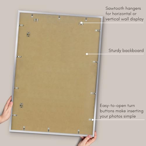 Americanflat 28x40 Poster Frame - Matted to 24x36 - Slim Molding - Silver - Image 6