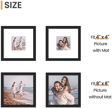 upsimples 8x8 Picture Frame, Photo Collage Wall Decor Set of 10, Black - Image 3