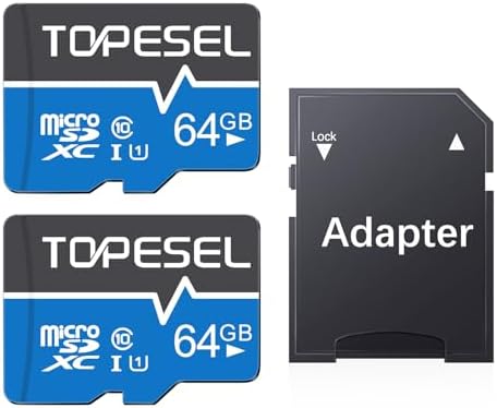 TOPESEL 64GB(The Actual usable Capacity is 57.6GB) Micro SD Card 2 Pack Memory Cards UHS-I TF Card Class 10 for Camera/Dash Cam/Tablet/PC/Computer(64GB 2Pack) by TOPESEL