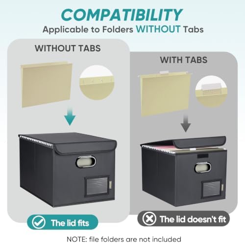 BALEINE File Organizer Box with Lid, Collapsible Hanging File Storage Box - Image 5