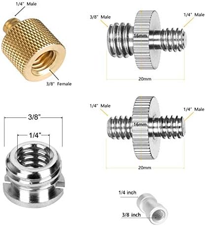 22Pack ChromLives Camera Screw Adapter 1/4 to 1/4 Screw to 3/8 Tripod Adapters Converter Brass Screws Spigot Mount Set for Camera Tripod Monopod Ballhead Flash Light,Combo Pack - Image 2