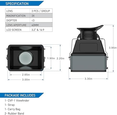 Kamerar CVF-2 LCD Viewfinder 3X Magnifier for 3.0" and 3.2" LCD Screen - Image 5