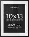 Homeforia 10x13 Black Picture Frame, High-End Metal, 8.5x11 Mat, Glass by Homeforia