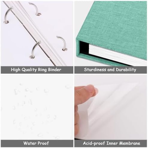 Zesthouse Photo Album Self Adhesive 60 Pages, 3-Ring Scrapbook Albums Holds 3x5 4x6 5x7 6x8 8x10 Photos (Green, 13.2"x12.8"/White 60 Pages) - Image 5