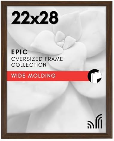 Americanflat 22x28 Poster Frame - Walnut Engineered Wood with Polished Plexiglass - Wide Picture Frame for Vertical or Horizontal Wall Display - Epic Collection - Walnut by Americanflat