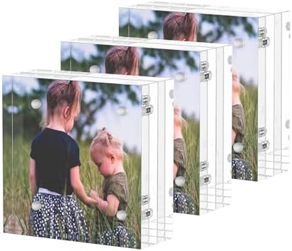 Sezanrpt Acrylic Mini Frames 2x2, 3 Pack, Small Frame 2x2 for Tickets, Clear Picture Frame Small Tips Holder by Sezanrpt