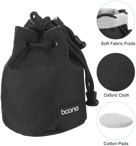 PATIKIL Soft Drawstring Lens Case, Lens Pouch Bag with Cotton Pad 3.5" OD Thick Fleece Cloth Camera Lens Bag for SLR Lens Water Cups, Black - Image 3
