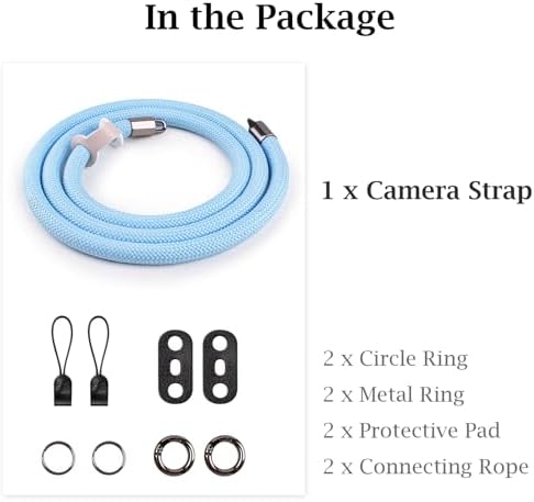 VOVMOEYA Nylon Braided Camera Rope Strap, Camera Neck Shoulder Strap with O-Ring for DSLR & Mirrorless Camera - Blue - Image 7