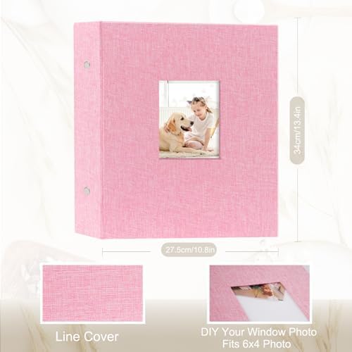 Artmag Fabric Photo Album 4x6 400 Large Capacity for Family Wedding Anniversary Linen Album Holds 400 Vertical Photos (400 Pockets, Pink) - Image 2
