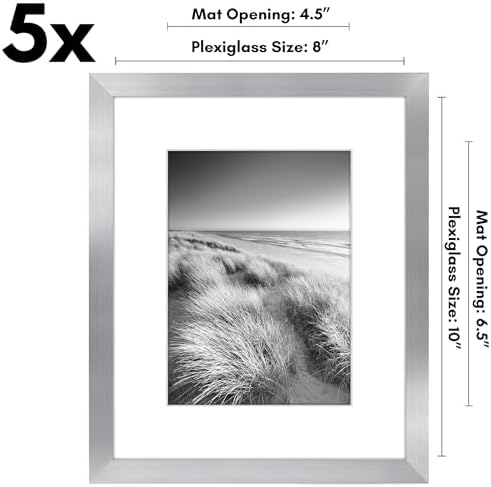 Americanflat 8x10 Picture Frame 5-Pack - Matted to 5x7 - Silver - Image 2