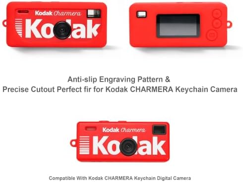 BOVKE Soft Silicone Case for KODAK CHARMERA Keychain Digital Camera, Red - Image 2