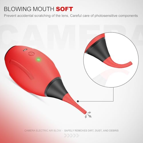 LENSGO Electric Air Blow,Camera Cleaning Kits with 4 Cleaning Heads for CMOS/Regular/Crevice Clean and Brush, 4.0kPa Dust Removal Type C Charge (Red) - Image 3