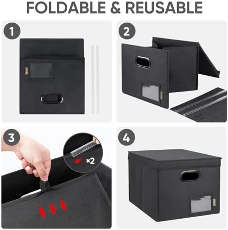 BALEINE File Organizer Box with Lid, Collapsible Hanging File Storage Box - Image 7