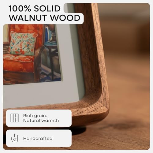 Homeforia 11x14 Mortise&Tenon Walnut Picture Frame, 8x10 Mat, Glass - Image 4