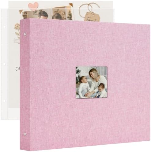 12"x12" DIY Scrapbook Photo Album with 80 Pages 40 Plastic Sleeves Pink by QIQUWU