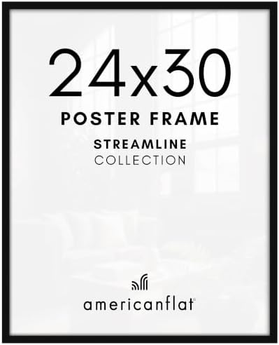 Americanflat 24x30 Poster Frame - Slim Molding - Black by Americanflat