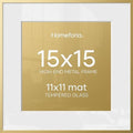 Homeforia 15x15 Gold Picture Frame, High-End Metal, 11x11 Mat, Glass by Homeforia