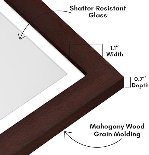 Americanflat 12x18 Poster Frame - Matted to 11x17 - Mahogany - Image 3