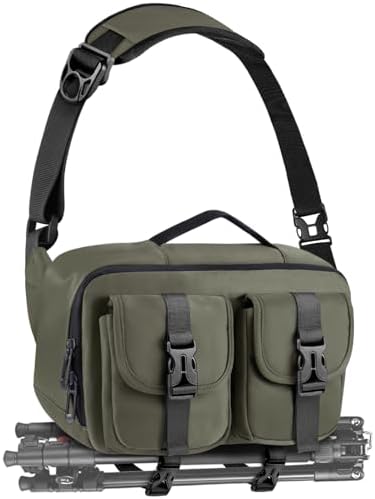TAAOKA Camera Sling Bag,DSLR Camera Bag with Tripod Holder,Waterproof Camera Shoulder Crossbody Bag for Photographers(Green) by TAAOKA