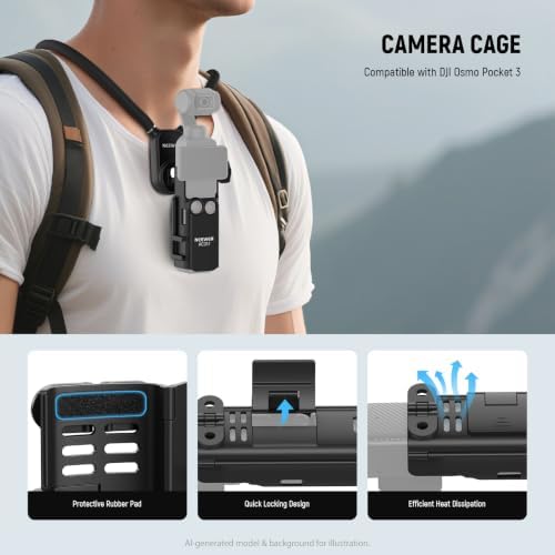NEEWER Magnetic Neck Mount with Pocket 3 Cage, Flexible Quick Release Action Camera Neck Holder Compatible with Hero 13 12 11 Max DJI Action 5 Pro Insta360 Osmo Pocket 3 Accessory for POV, GP39 - Image 3