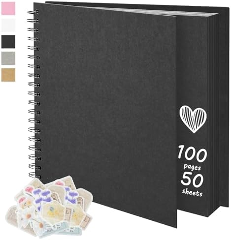 DIY Scrapbook Photo Album,100 Pages,12x12 Inch,Black by Remowith