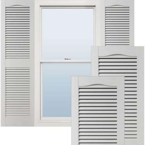 Ekena Millwork Lifetime Vinyl LL1S12X07200WH Standard Cathedral Top Center Mullion, Open Louver Vinyl Shutters, w/Installation Shutter-Lok's & Matching Screws (Per Pair), 12"W x 72"H, White by EkenaMillwork