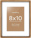 Homeforia 8x10 Mortise&Tenon Natural Oak Picture Frame, 5x7 Mat, Glass by Homeforia