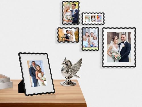 3-2x3‘’ Black Heavy-Duty Zinc Alloy Picture Frames,Unique Wave Design Black Picture Frame 3x2'',with Tempered Glass & Soft Velvet Backing for Desktop and Wall Hanging - Image 7