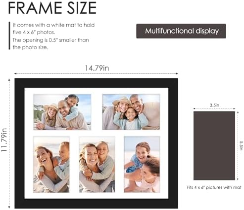 DUENPY 4 Pack 11x14 Collage Frame For 5 4x6 Photos Black - Image 3