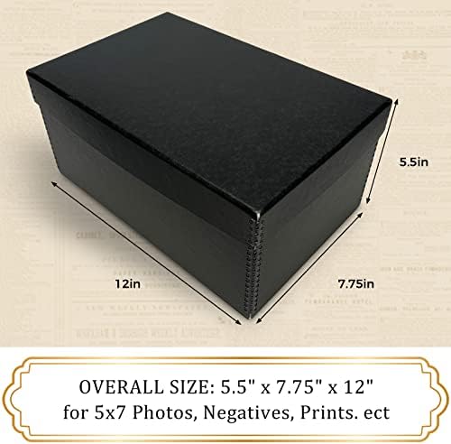 Golden State Art, Archival Photos Storage Boxes, 5x7x12 Acid-Free Preservation Box, Holds Up to 1100 of 5x7 Pictures, 4x6 Photo Container for Storing Artwork Pictures Prints Negatives Films (Black) - Image 2