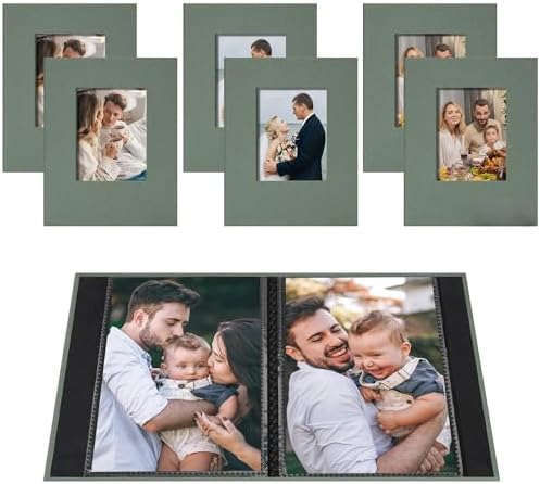 Small 4x6 Photo Album 24 Pockets Linen Cover Gray Green 6 Pack by Remowith