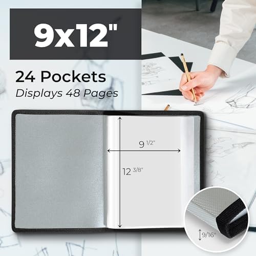 Dunwell Art Portfolio 9x12, 24 Pockets, Displays 48 Pages, Silver - Image 2