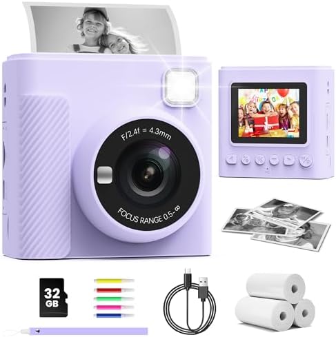 TIATUA Kids Instant Print Camera, 1080P HD Video Digital Toy, Purple by SpecializeinKidsCameraToys