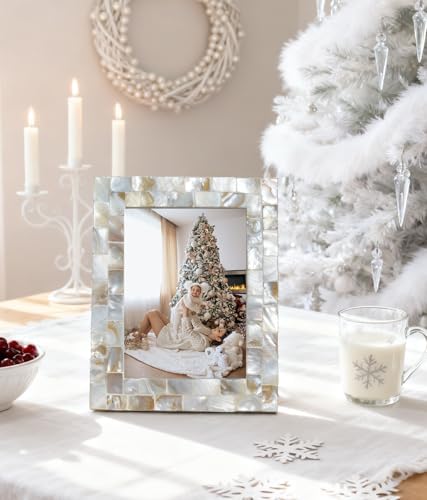 Mother of Pearl 6x8 Picture Frame White - Image 2