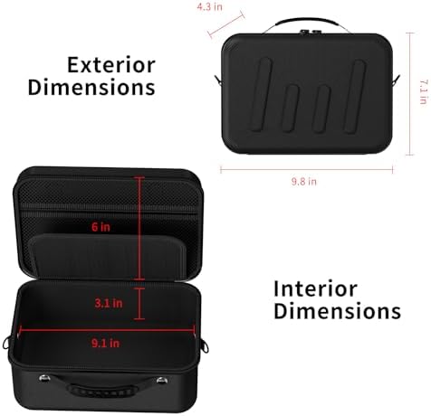 Hard Shell Camera Case Compatible with Canon EOS Rebel T7/R50/R100 and More DSLR & Mirrorless Cameras – Portable Travel Bag with Adjustable Dividers, Mesh Pocket & Shoulder Strap (Black) - Image 5