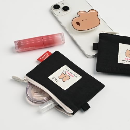 Monolike Happy and Lucky Card Case, Black - Small Nylon Pouch, Portable Keychain Coin Purse, Waterproof Card Sleeve, Compact Daily Organizer Case - Image 6