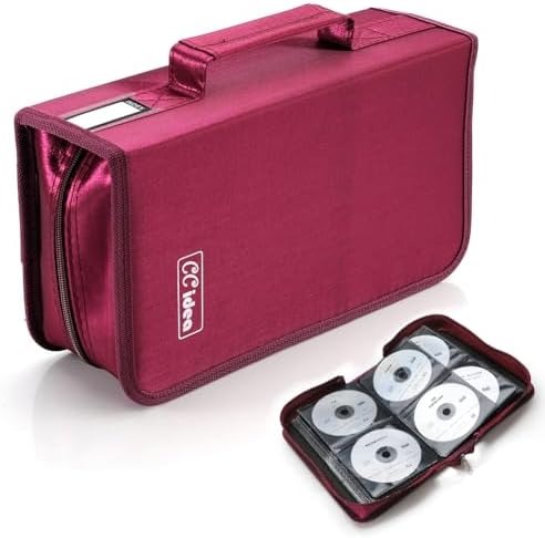 CCidea CD Case DVD Storage Holder, 128 Capacity DVD Cases Organizer CD Plastic Protective Carrying Binder,Portable Cd Wallet for Home Travel (Red), 128-red, L11.4 xW 6.4 x H3.5 INCH, Beauty Case by CCidea