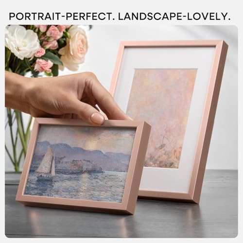 Homeforia A5 Rose Picture Frame, High-End Metal, A6 Mat, Glass - Image 7