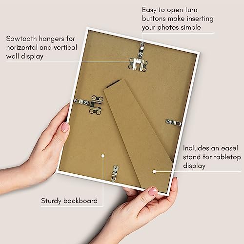Americanflat 8.5x11 Picture Frame with Shatter-Resistant Glass - Streamline Collection - Thin Border Photo Frame for Tabletop and Wall Display - Hanging Hardware and Easel Stand Included - White - Image 5