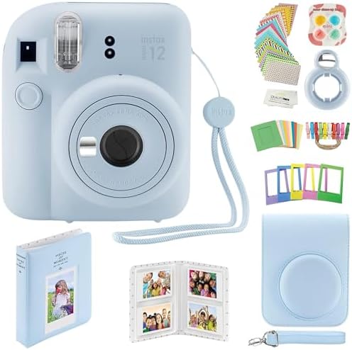Fujifilm Instax Mini 12 Instant Camera with Case, Decoration Stickers, Frames, Photo Album and More Accessory kit (Pastel Blue)… by FUJIFILM