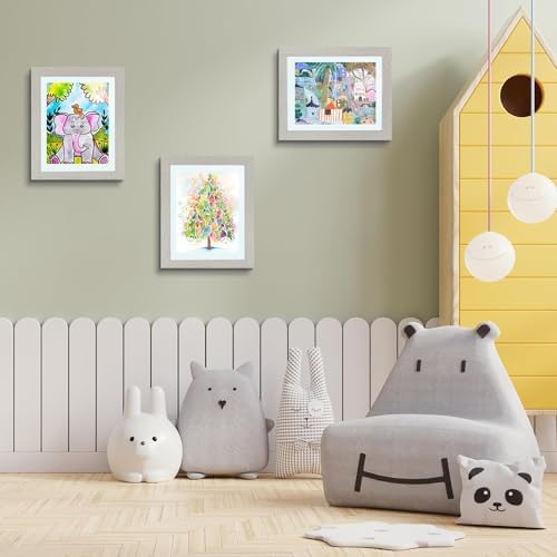8 Pack 10x12.5 Front-Opening Kids Artwork Frames Changeable (Grey) - Image 6