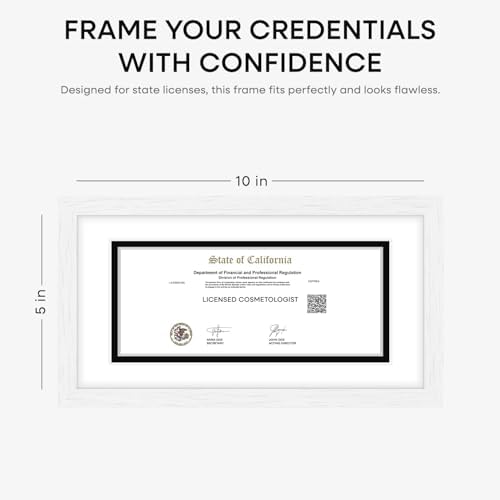 Homeforia 5x10 Black Oak License Frame, High-End Wood, 3.5x8 Mat, Glass - Image 5