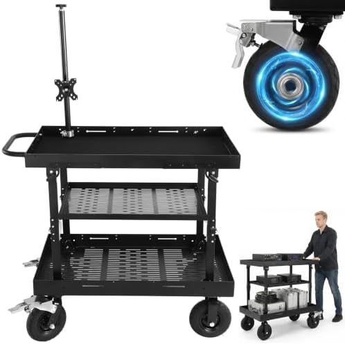 Generic Video Production Camera Cart Workstations with Swivel Wheels - Image 2
