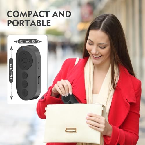 Remote Control for TikTok,Wireless Remote Camera Control Shutter with Zoom for iPhone, Front Rear Camera Switch,Page Turner for E-Book APP, Phone Remote, Scrolling Ring for TIK Tok (Black/Black) - Image 7